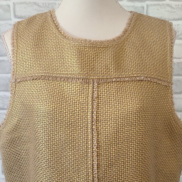 Banana Republic Gold Woven Layer Vest Top NEW XL Boho Lagenlook Casual Staple - Picture 2 of 8